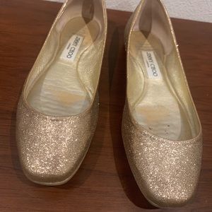 Jimmy Choo Sparky gold flats. Worn 2x. Size 38.5